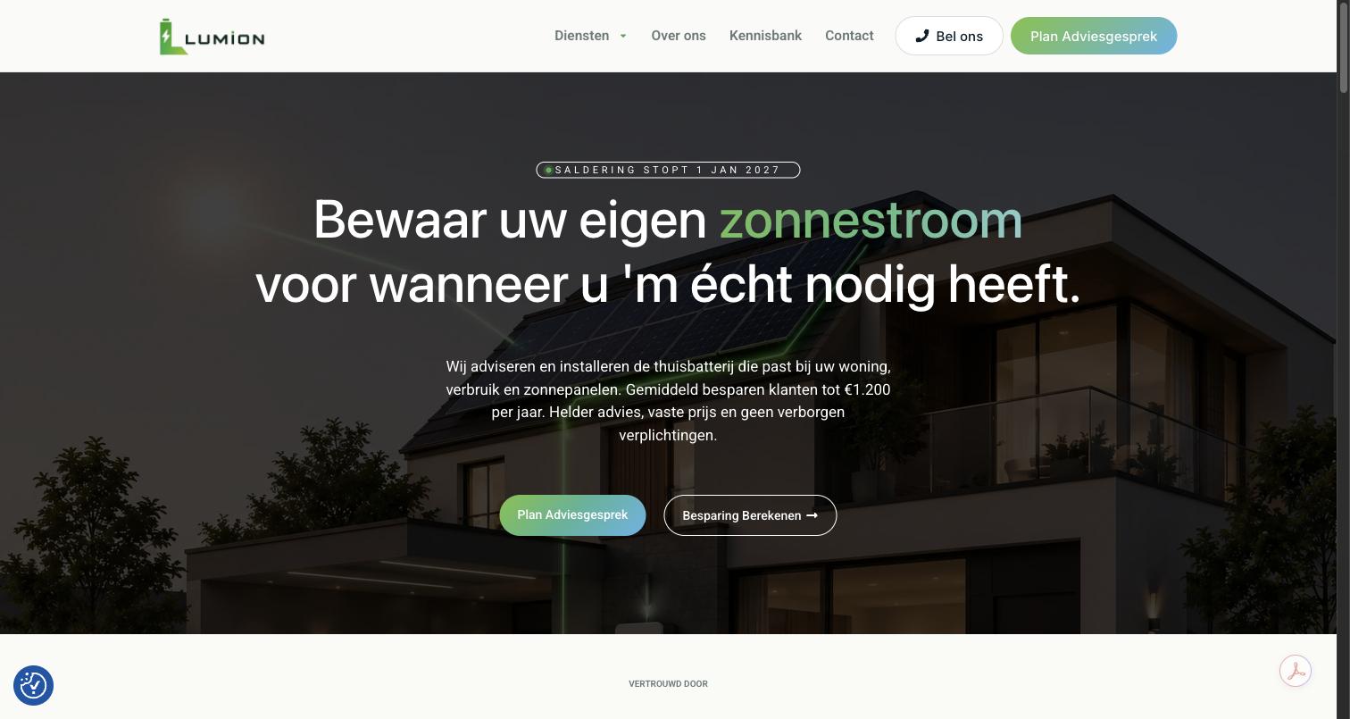 Website van Lumion Energy